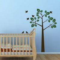 Simple Waving Tree with Birds - Wall Decals
