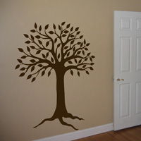Pretty Tree with Leaves and Exposed Roots - Wall Decal