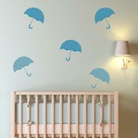 Polkadot Umbrellas - Set of 6 - Wall Decals
