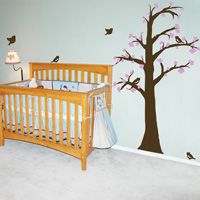 Waving Tree with Leaves and Blossoms - Wall Decals