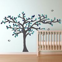 Beautiful Tree with Leaves & Birds - Wall Decals