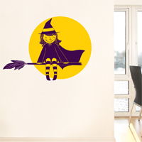 Witch in the Moonlight - Halloween - Wall Decals
